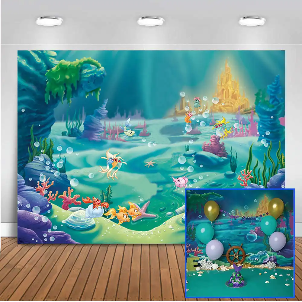 Mermaid Backdrop Under The Sea Background For Party Decoration