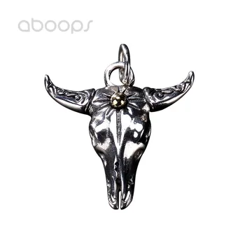 

Gothic 925 Sterling Silver Ox Head Skull Pendant for Men Boys Free Shipping