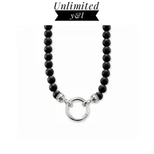Black Obsidian Beads Necklaces Pendant Necklaces Carrier for Women and Men Silver Fashion Jewelry Gift obsidian and stars