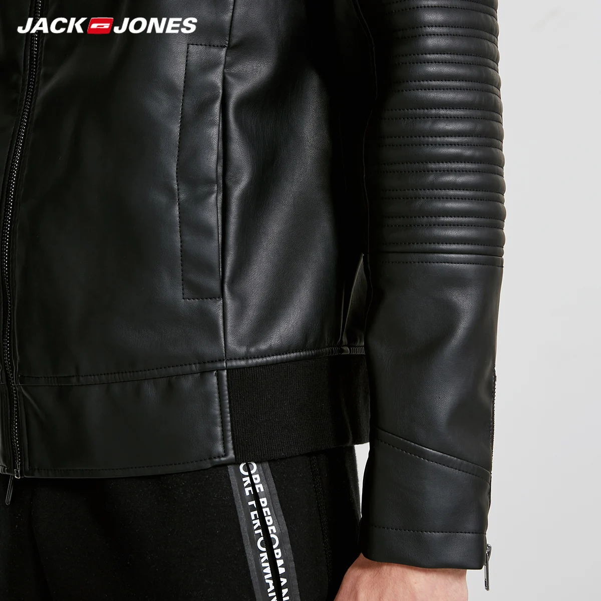 JackJones мужская куртка из искусственной кожи с капюшоном приталенное повседневное