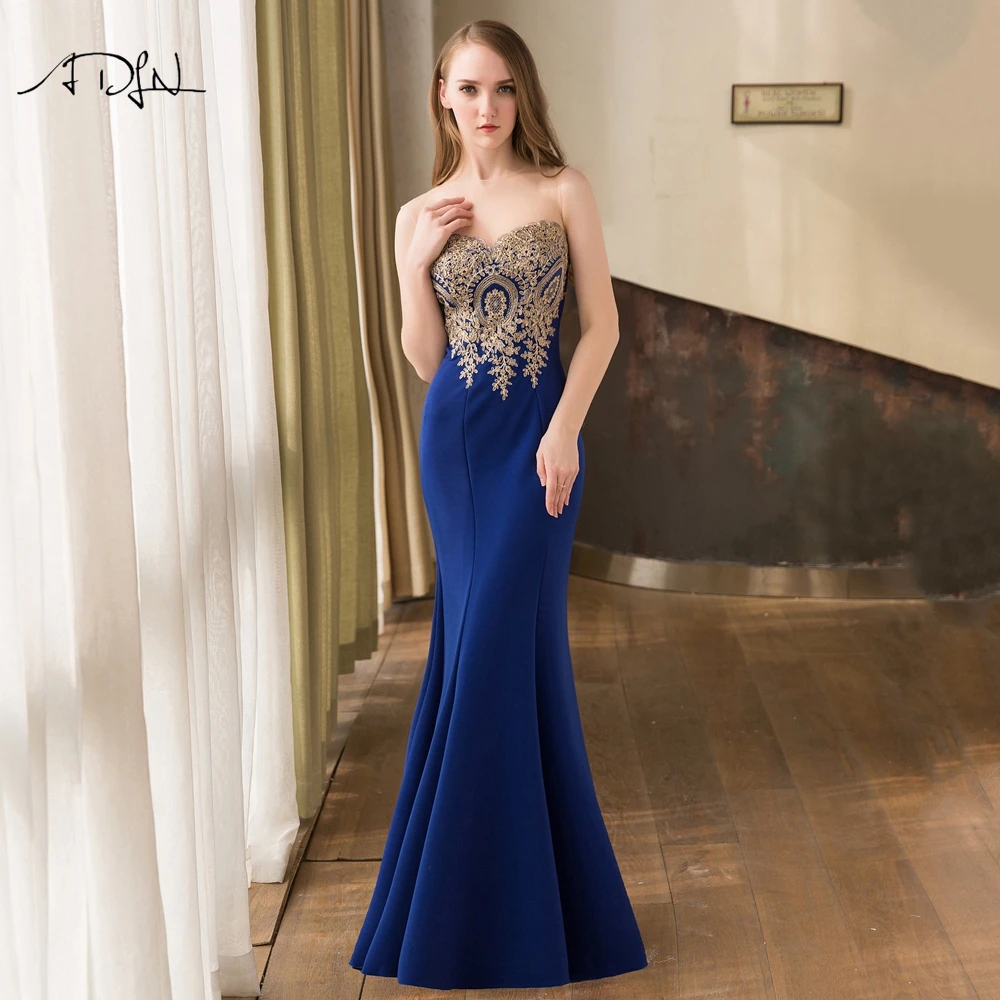 

Robe de Soiree Longue Sexy Backless Red Mermaid Lace Evening Dress Long Cheap Appliques Evening Gowns Blue Vestido de Festa