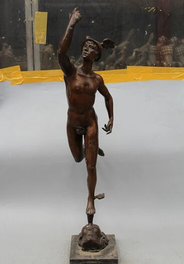 

free 33"Western Art Bronze Statue Famous nude Men exercise acrobatics Statue fast
