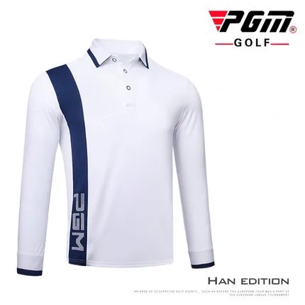 PGM Golf Спортивная Осенняя футболка поло с длинными рукавами для гольфа мужская Спортивная дышащая эластичная быстросохнущая футболка для гольфа с воротником