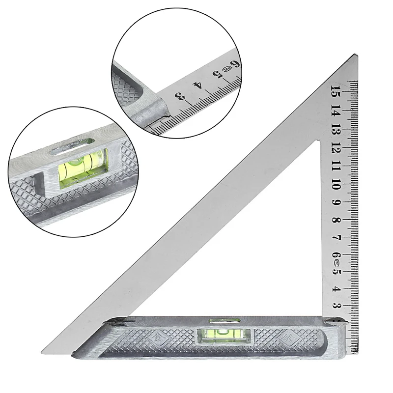 

OOTDTY 2018 1PC Triangle Ruler 90 Degree Alloy Measuring Tool With Bead Horizontal Woodworking OCT9_40