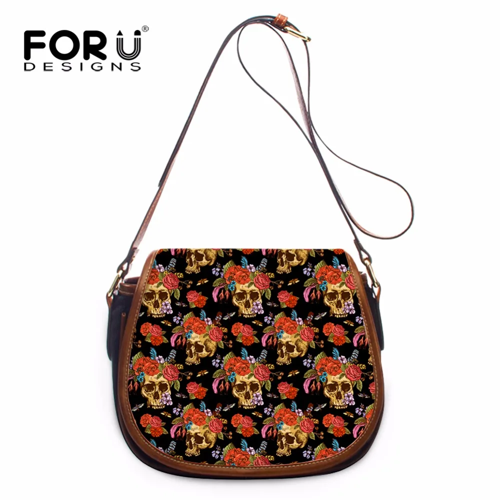 FORUDESIGNS luxury handbags women bags designer skull printing leather woman messenger bags casual shoulder bags bolsa feminina