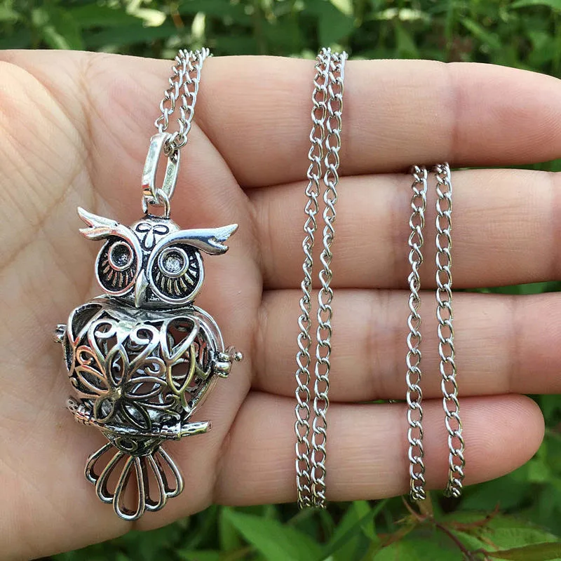 Fashion Alloy Hollow Owl Pendant Aromatherapy Diffuser Necklace Long Sweater Chain Women/Mens Jewelry | Украшения и аксессуары