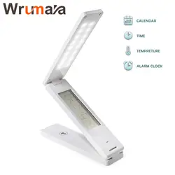 Wrumava dimmable настольная книга света Складная Аккумуляторная узнать настольные лампы Light Touch Управление Календари будильник Температура