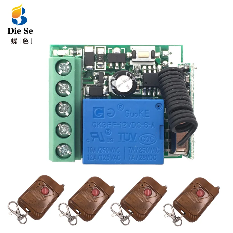 433MHz Universal Wireless Remote Control DC 12V 1CH Relay Receiver Module RF Switch 1 Button Remote Control Gate Garage opener 433MHz Universal Wireless Remote Control DC 12V 1CH Relay Receiver Module RF Switch 1 Button Remote Control Gate Garage opener