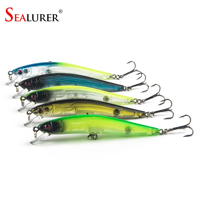 

SEALURER 9.5cm 8.5g Minnow Fishing Lures Hard Bait with 3D eyes Plastic Fishing Tackle 5 PCS/LOT