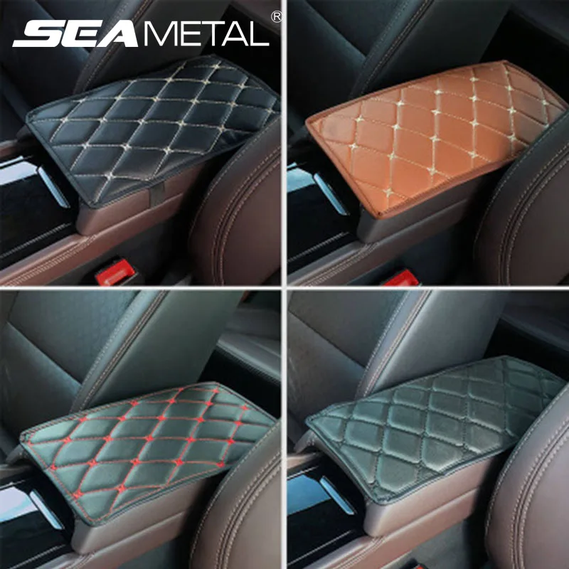 

Car Armrest Cushion PU Leather Car Armrest Covers Universal Center Console Auto Seat Armrests Box Storage Black Mat Protection