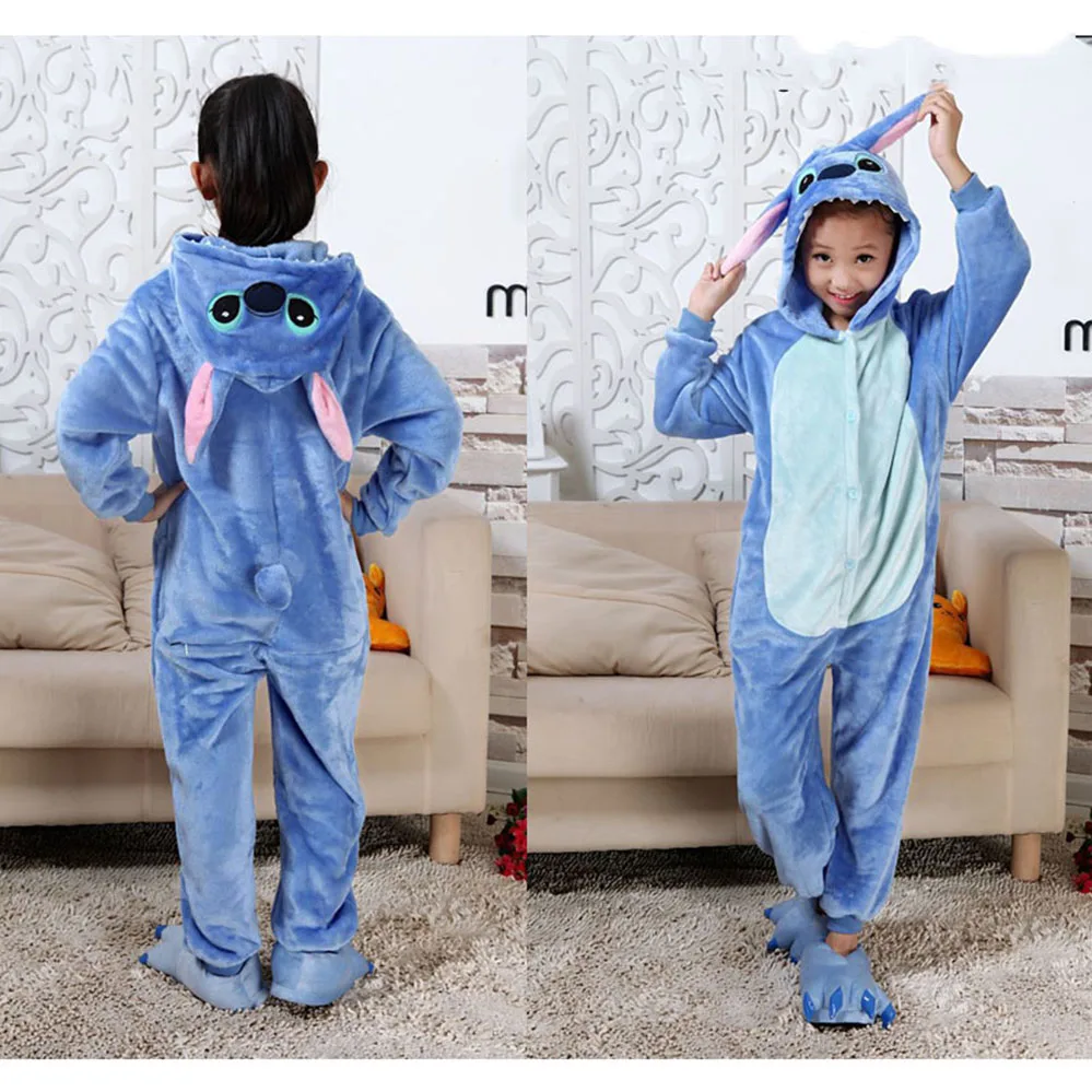 explosión necesidad Despertar Stitch pijamas para niños dibujos animados kigumi unicornio niños niñas  Animal dinosaurio niños Onesies Fannel pijama para 4 6 8 10 12 años -  AliExpress