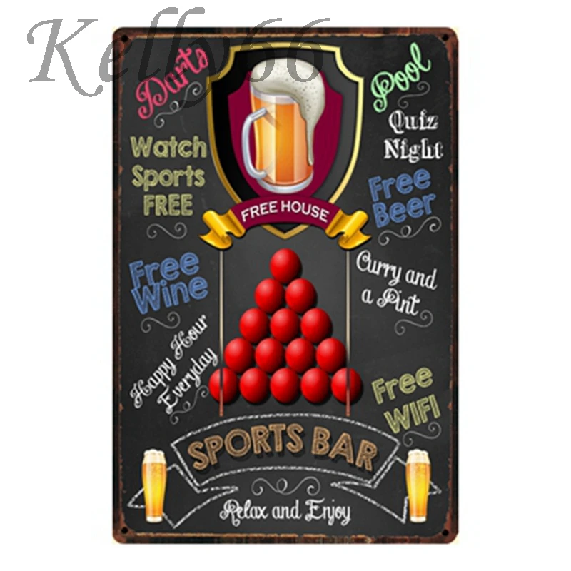 [ Kelly66 ] Snooker Bar Tin sign Poster Home Decor Wall Metal Painting 20*30 CM Size y-1018 | Дом и сад
