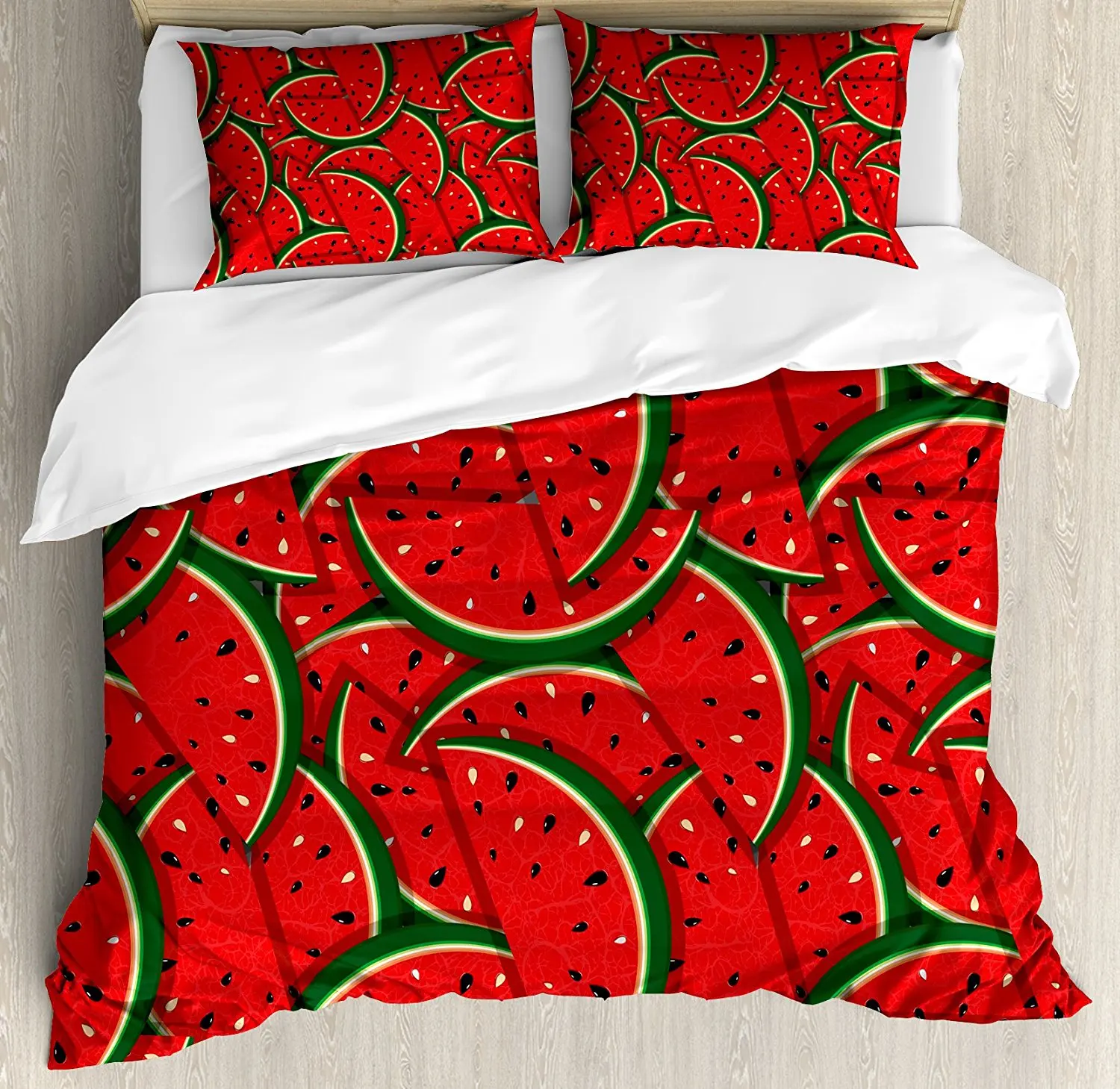 Duvet Cover Set, Refreshing Watermelon Slices Summer Season Tropical