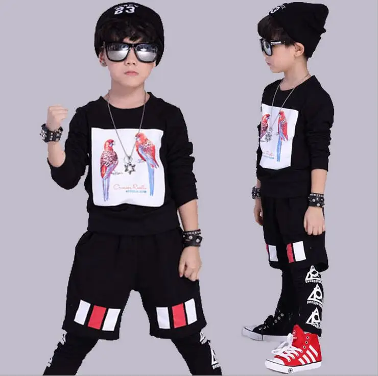 

2017 Fashion Kids Clothes streetwear Children's Garment Spring And Autumn Flase two piece Harem Pants & Sweatshirt suits twinset