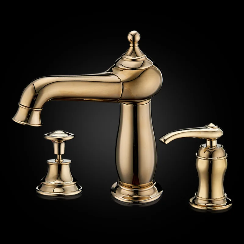 

Deck Mount Bathroom Basin Faucet Mixer Antique Widespread 3 Holes Pull-up Waterfall Basin Vanity Mixer Cabinet Mixer Tap