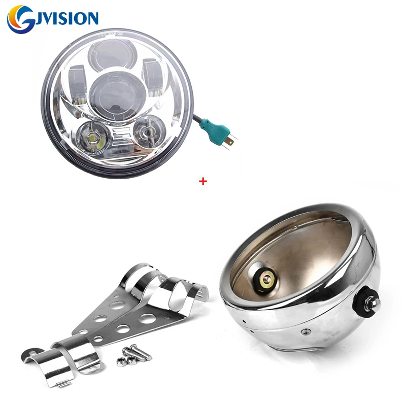 Chrome 5.75'' headlight Outer Cover housing Bracket Assembly and 5 3/4