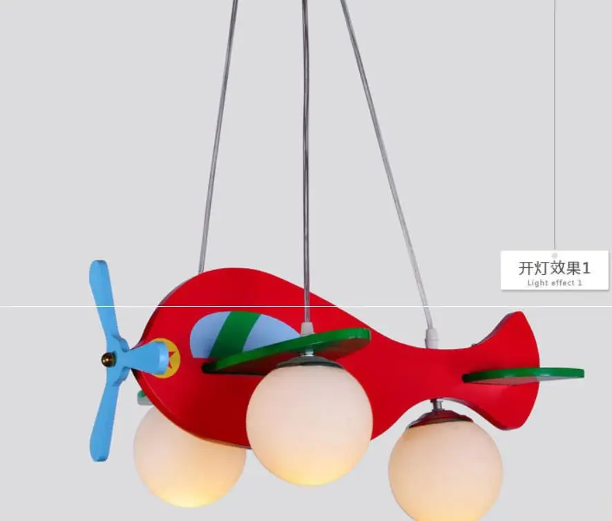 Мультфильм Детская лампы простой детская комната люстра авиационные светильники необычная люстра деревянные лампы освещения