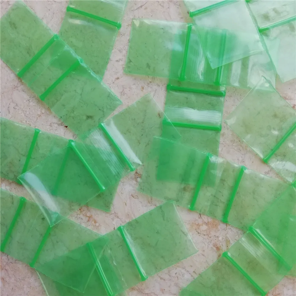 1x1 inch Mini Poly Ziplock Bag 100pcs 5mil Print Green Baggies 1010