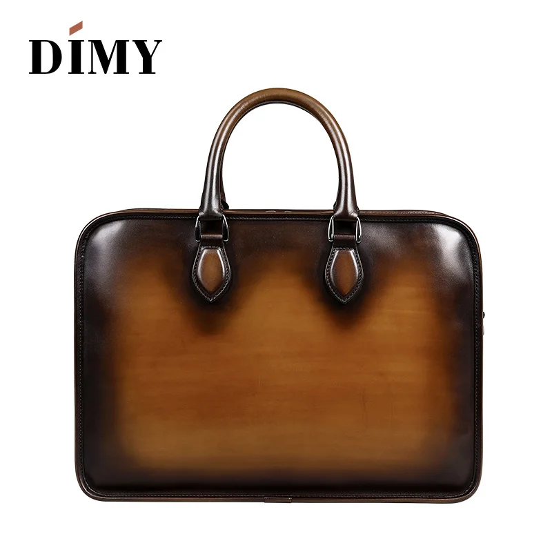 DIMY خمر اليدوية الايطالية حقيقية حقيبة جلدية الرجال اليد الزنجار رسول حقائب كتف محمول الأعمال حالة الرجال أكياس