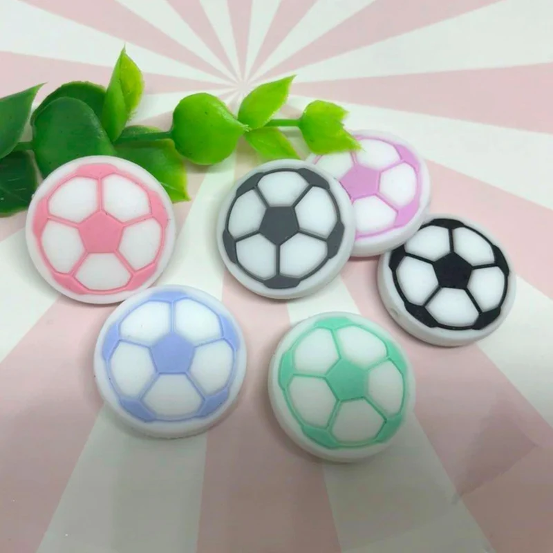 

12PCS Silicone Baby Teether Mini Football Beads Chew Food Grade Silicone Beads DIY Making Bracelet Accessories Children's Toys