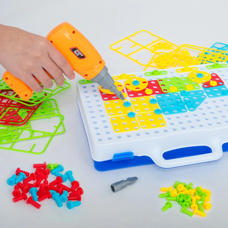 Children Toys Electric Drill Nut Disassembly Match Tool Educational Toys Assembled Blocks Sets For Boys Design Building Toy