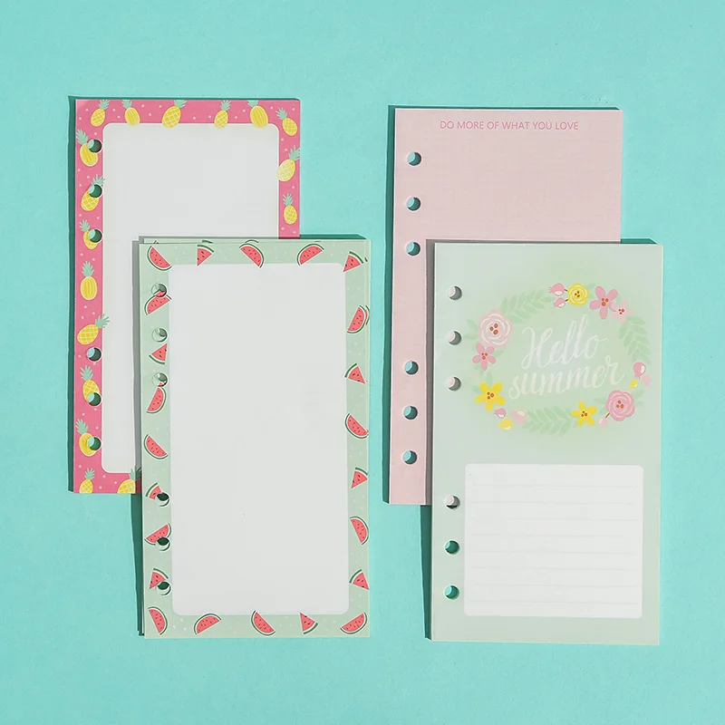

50 sheets Summer Fruit Spiral notebook refill insert A5 A6 A7 size DIY Journal inner core planner diary notebook accessories7169