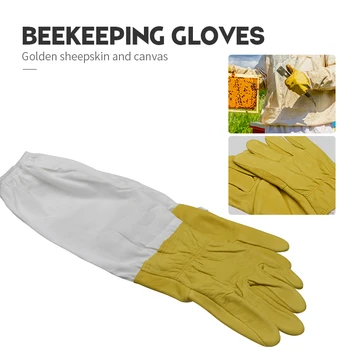 

Beekeeping gloves Protective Sleeves Ventilated Professional Anti Bee for Apiculture Beekeeper Beehive Yellow beekeeping gloves