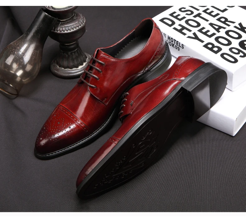 Casual Men's Full Grain Leather Oxfords Shoes Handmade Business Leisure Lace Up Wedding Dress Shoes Party Brogues Shoes For Men (6)