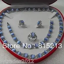 ddh0458 ювелирные изделия с голубым опалом набор серебряное ожерелье с кристаллом браслет серьги кольцо(без коробки