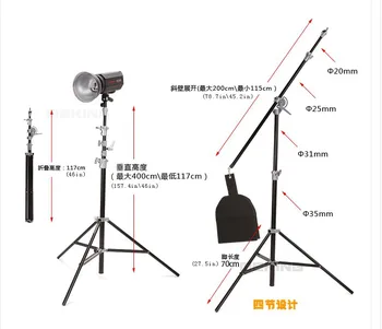 

Quick installation 4 Meter Heavy Duty Impact Air Cushioned Video Studio Light Stand SGL-400ZB with cross arm two in one CD05Y