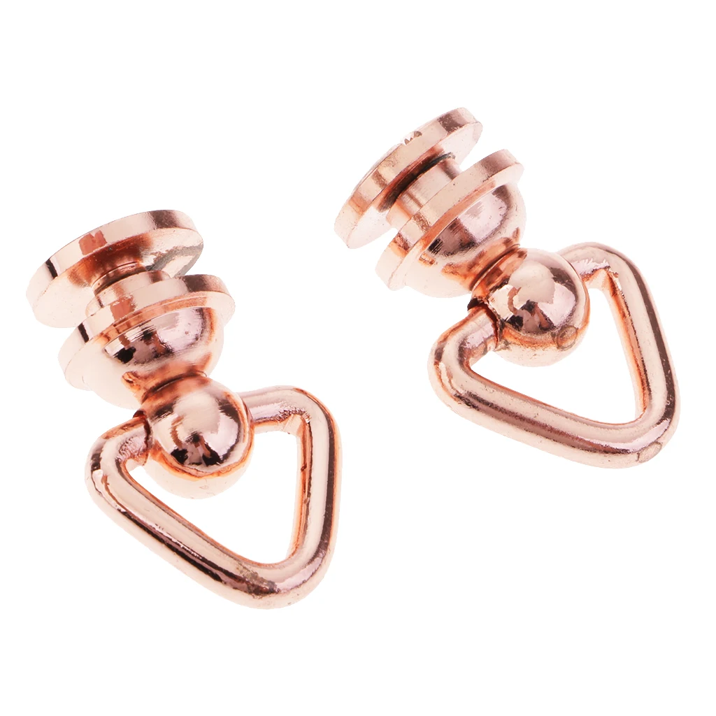 2 Pieces Triangle Rotating Ring Solid Brass Screw Rivet for DIY Leather Craft Bag Luggage