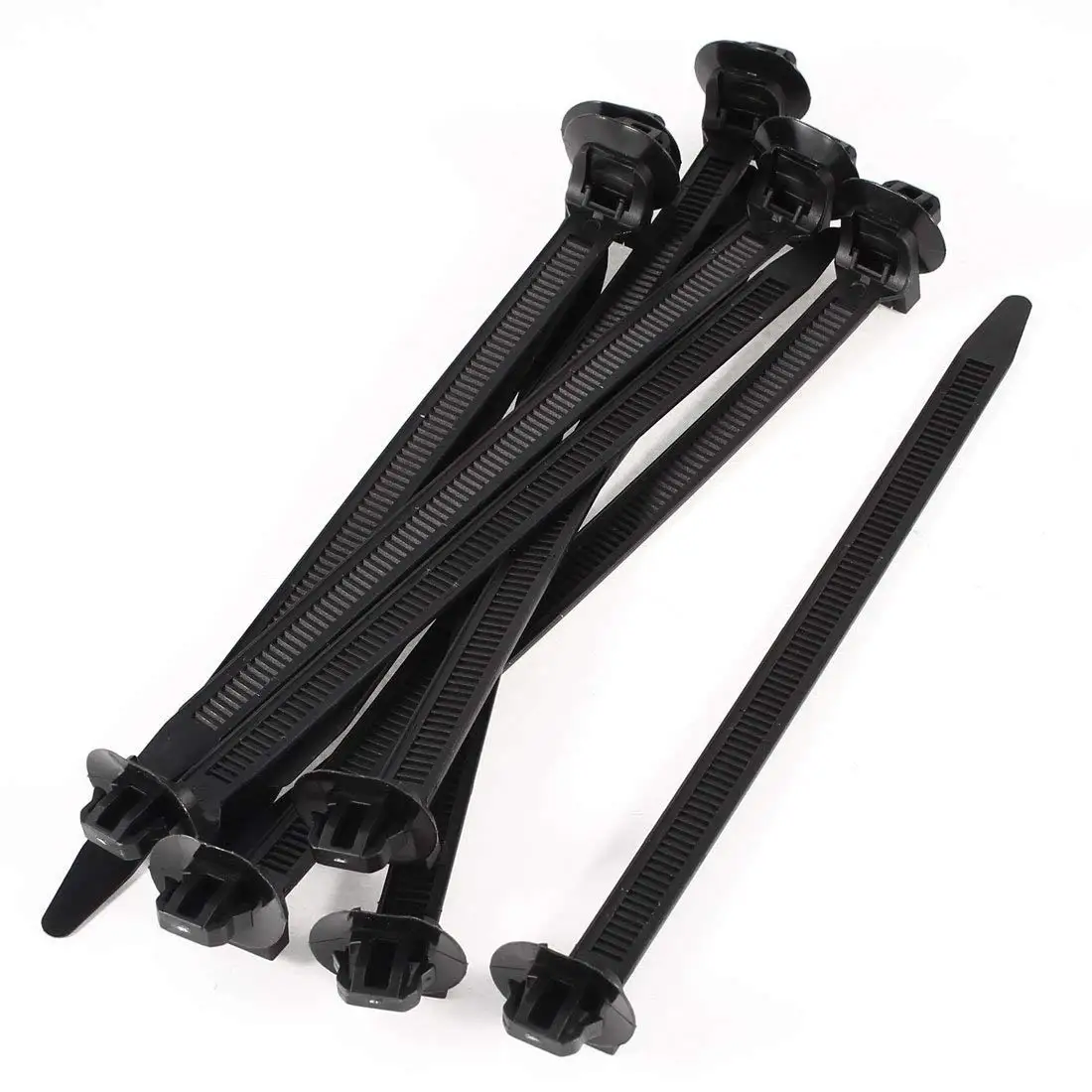 Uxcell 10 Pcs 172mm Long Flexible Black Nylon Oval Top Push Mount Cable