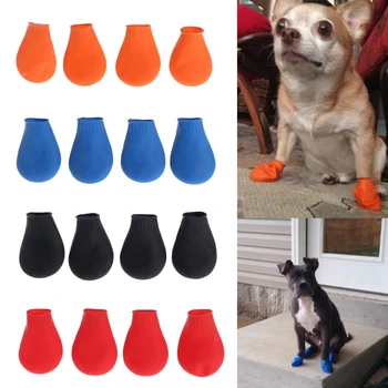 

Pets Boots Waterproof Rubber Rain Shoes Non Slip Outdoor Dog Puppy Candy Color