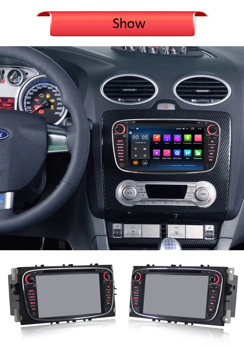 Perfect 7 Inch HD Android 8.1 Car Stereo Radio GPS Navigation Audio for Ford Focus / Mondeo / S-max / C-max / Galaxy With Canubus 4