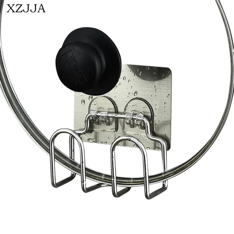 

XZJJA Stainless Steel Storage Racks Kitchen Towels Sink Sponge Holders Bathroom Organizer Wall Shelf Strong Self Adhesive Hooks