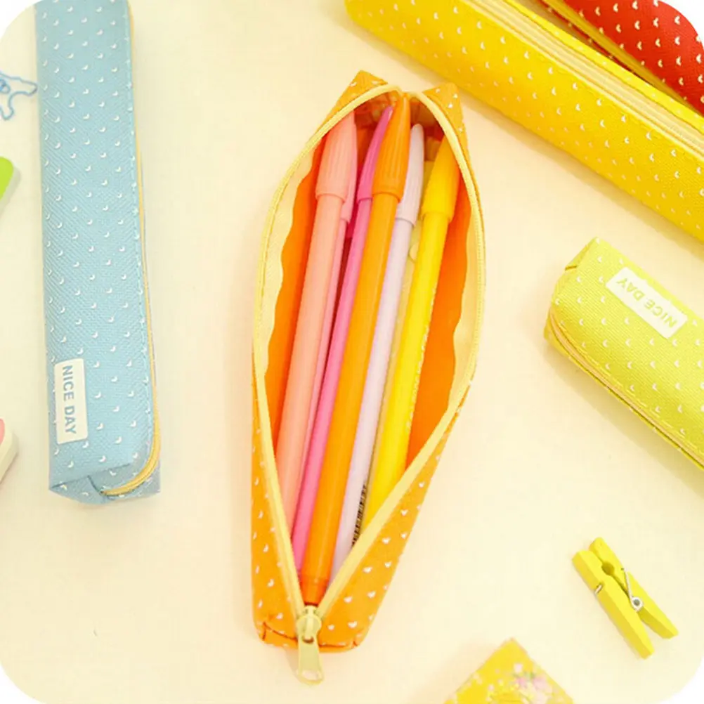 Красивый Карандаш Чехол конфетный цвет ручка сумка канцелярские сумки для девочек подарок Kawaii dot Холст офисные школьные принадлежности escolar Canetas