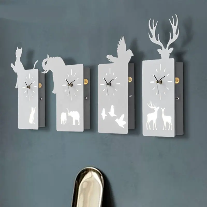 

Designer's Light Simple Modern Creative Wall Lights Clock LED Animal Wall Lamp Nordic Living Room Wall Sconce Luminaria Lighting