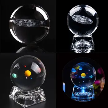 

Glow in the Dark 3D Solar System Planets Glowing Miniature Solar System Model Crystal Ball Laser Engraved Planets Ball for Decor