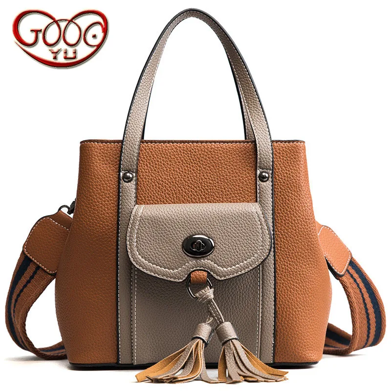 

Women's new lychee pattern tote bag European and American fashion wide shoulder strap shoulder bag high quality PU leather diago