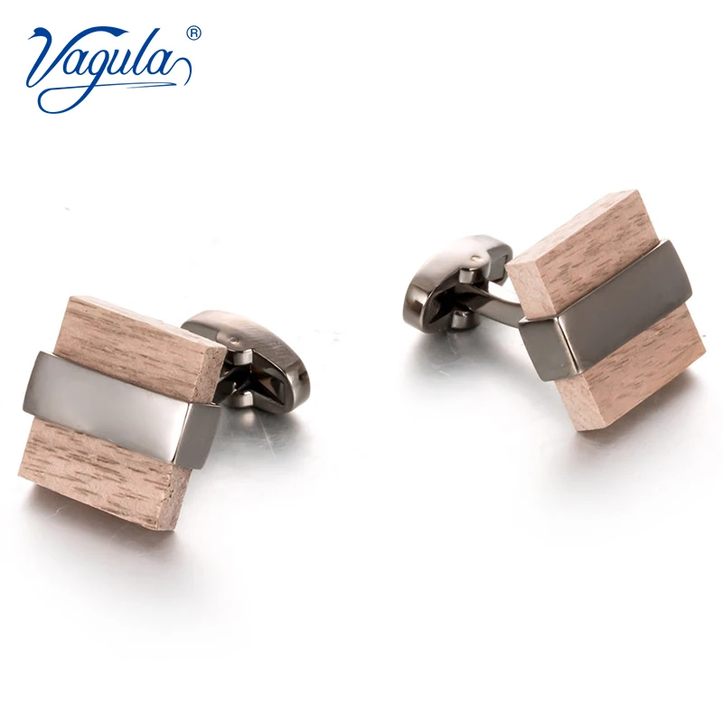 

VAGULA Classic Gun Metal Plated Rose wood Copper Men's Cufflink Luxury gift Party Wedding Suit Shirt Buttons Cufflinks 802