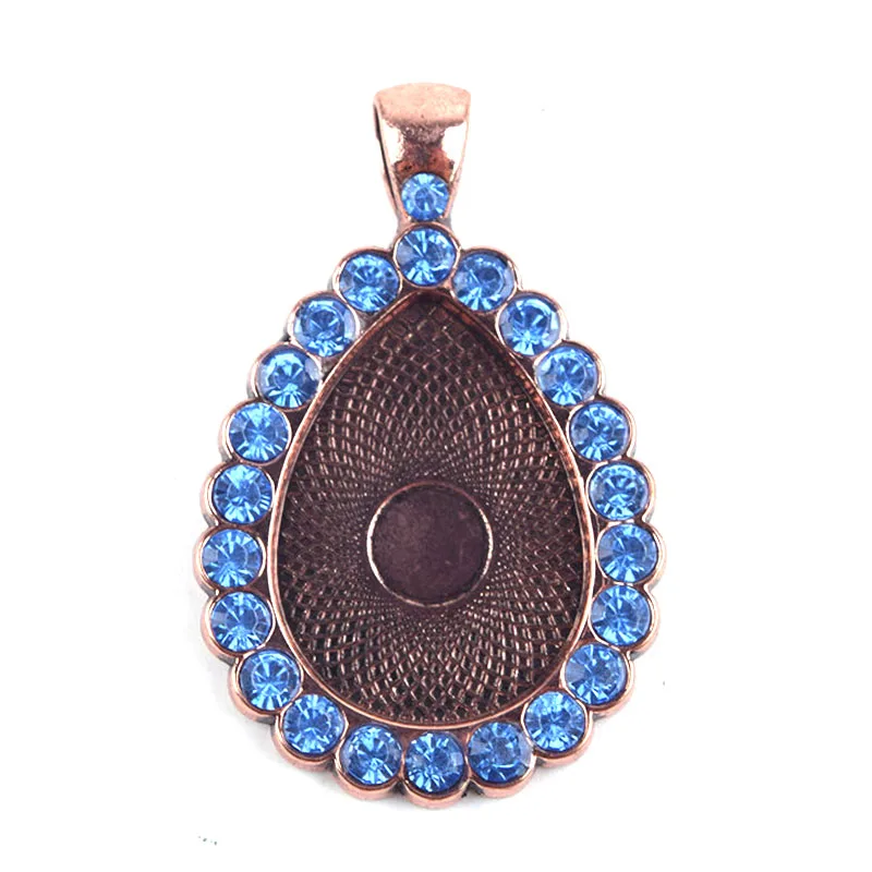 10Pcs/Lot Ancient Copper Alloy Waterdrop Cameo Cabochon Base Setting Pendant Tray 25mm Jewelry Blanks 2016 Fashion DIY | Украшения и