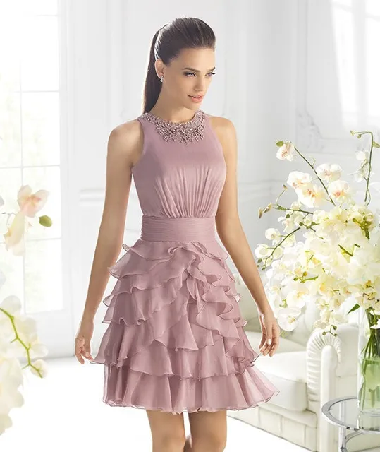 Special Price new Fashion Dark Pink chiffon Short Mini Formal Party gown Beading prom 2018 vestido de formatura ruffles bridesmaid dresses Special Price new Fashion Dark Pink chiffon Short Mini Formal Party gown Beading prom 2018 vestido de formatura ruffles bridesmaid dresses