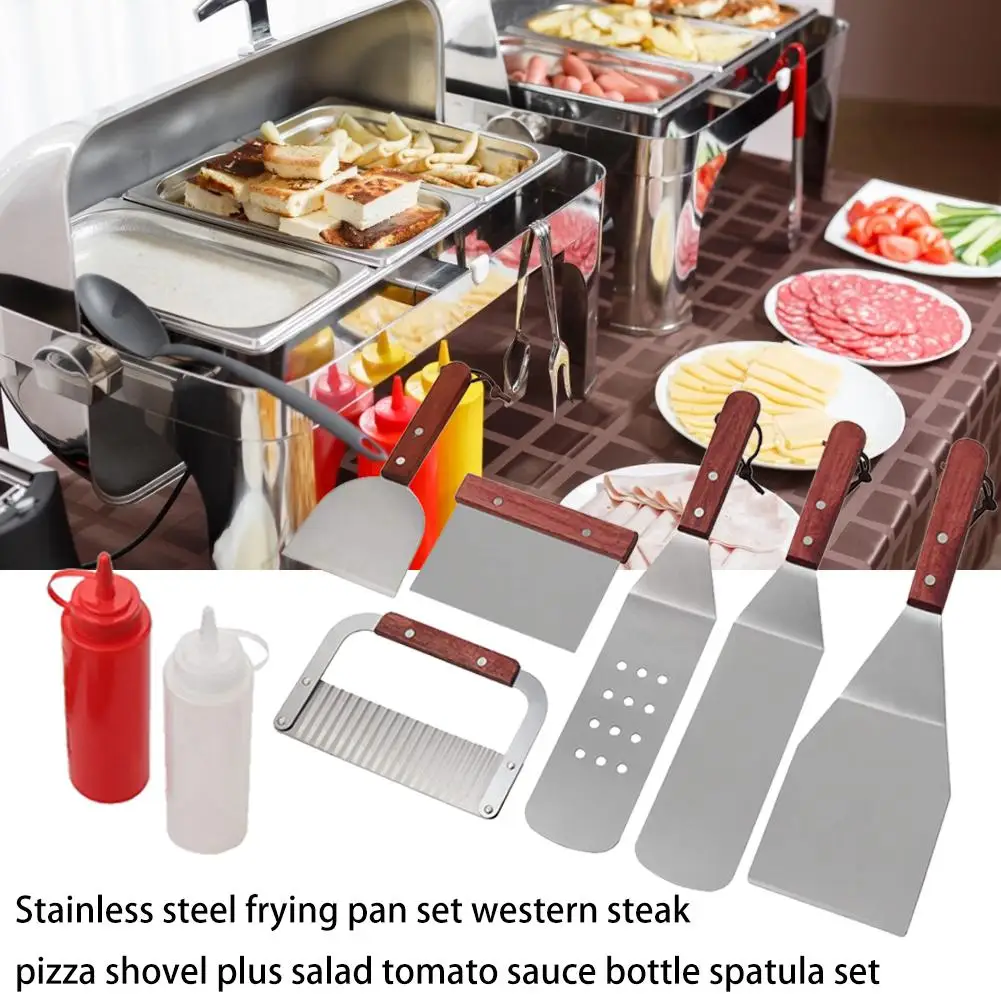 Лопатка для сковородки из нержавеющей стали, набор Western Steak лопатка для пиццы плюс салатная бутылка для кетчупа лопатка набор барбекю кухонная утварь
