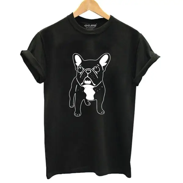 COOLMIND DO0105B, хлопковая Футболка с принтом французского бульдога, Женская Повседневная футболка с принтом собаки для девочек, летняя женская футболка, топы
