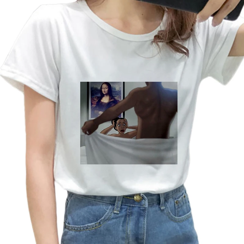 

New Summer 2019 spoof T shirt Women personality Tshirt Harajuku aesthetics Funny Thin Section White Tops Female T-shirt clothing