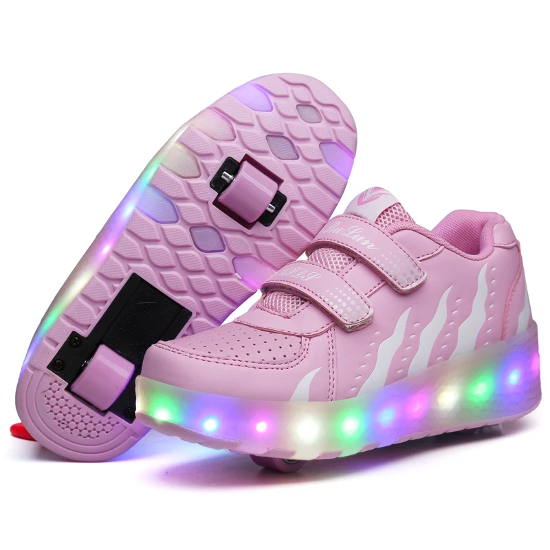 

Two Wheels Luminous Sneakers on Wheels Led Light Roller Skate Shoes for Children Kids Led Shoes Boys Girls Shoes Light Up Unisex