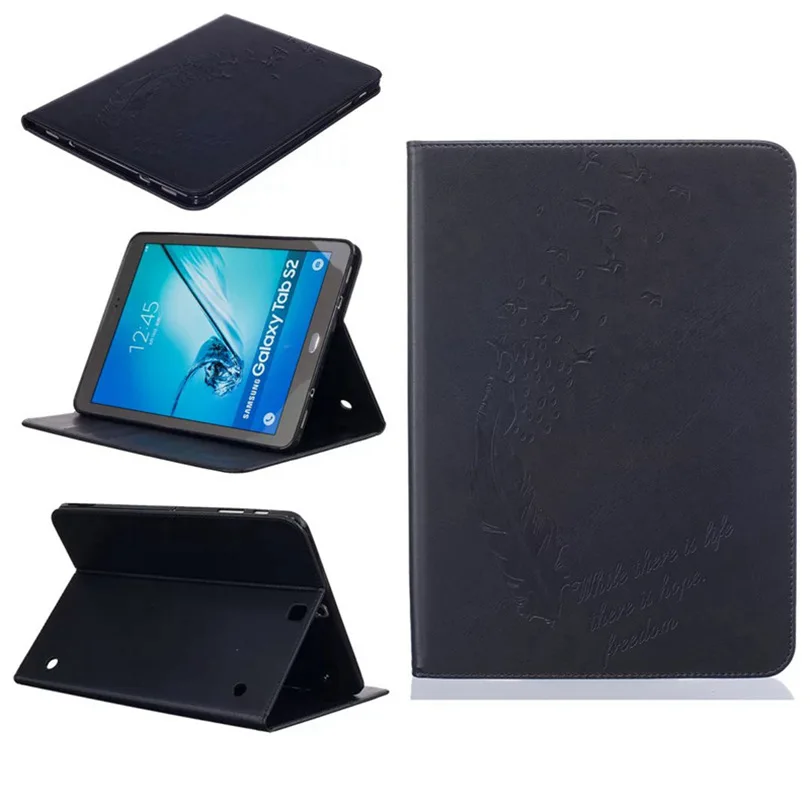 

For Samsung Galaxy Tab S2 9.7 T810 T815 Colorful Designs Goose feather Stand PU Leather Card Slot Cover Wallet Case
