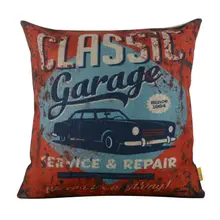 LINKWELL 18x18 Vintage Rusted Old Car Garage Service Burlap Cushion Cover Throw Pillowcase For font b