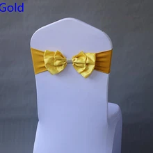 Золотистая атласная кушак для стула Подвязка из спандекса для стула галстук-бабочка лайкра подходит для всех стульев Свадебные банкетные вечерние украшения для отеля