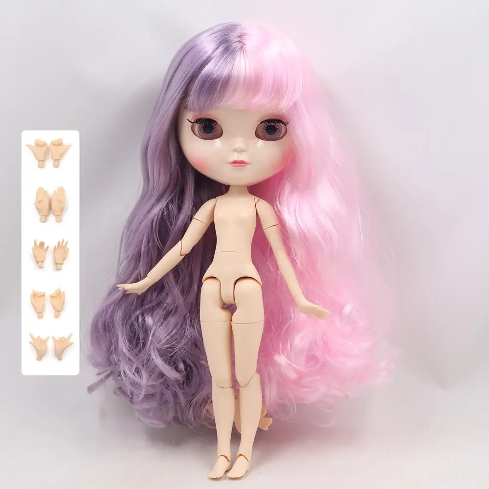 ICY Fortune Days factory кукла азон суставное тело 30 см белая кожа милый розовый и фиолетовый смешанные цвета Кудри DIY sd Подарочная игрушка - Цвет: Черный